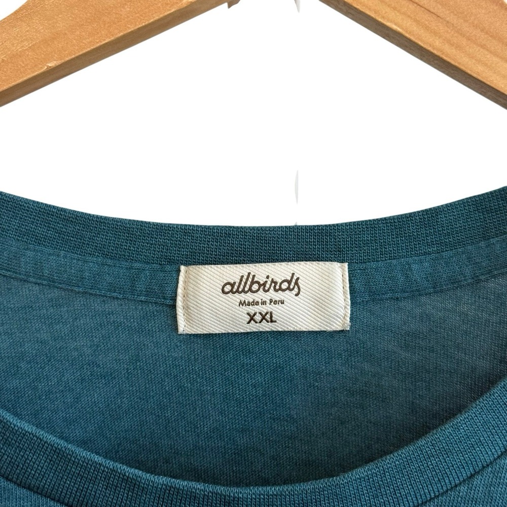 Allbirds Teal Blue Organic Cotton Soft Merino Wool Pullover Long Sleeve XXL #405 - Picture 9 of 10
